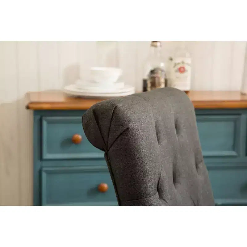 Sedia da pranzo Parsons imbottita e trapuntata in legno massello, color carbone, set da 2
