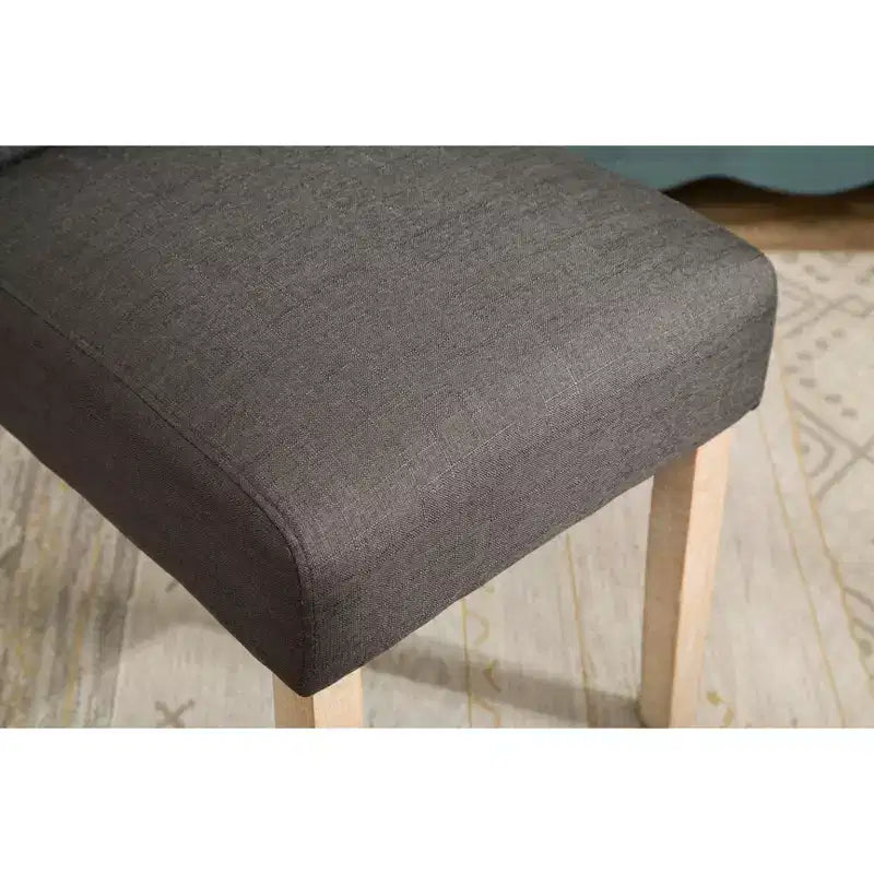 Sedia da pranzo Parsons imbottita e trapuntata in legno massello, color carbone, set da 2
