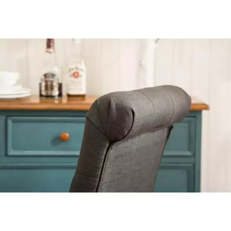 Sedia da pranzo Parsons imbottita e trapuntata in legno massello, color carbone, set da 2