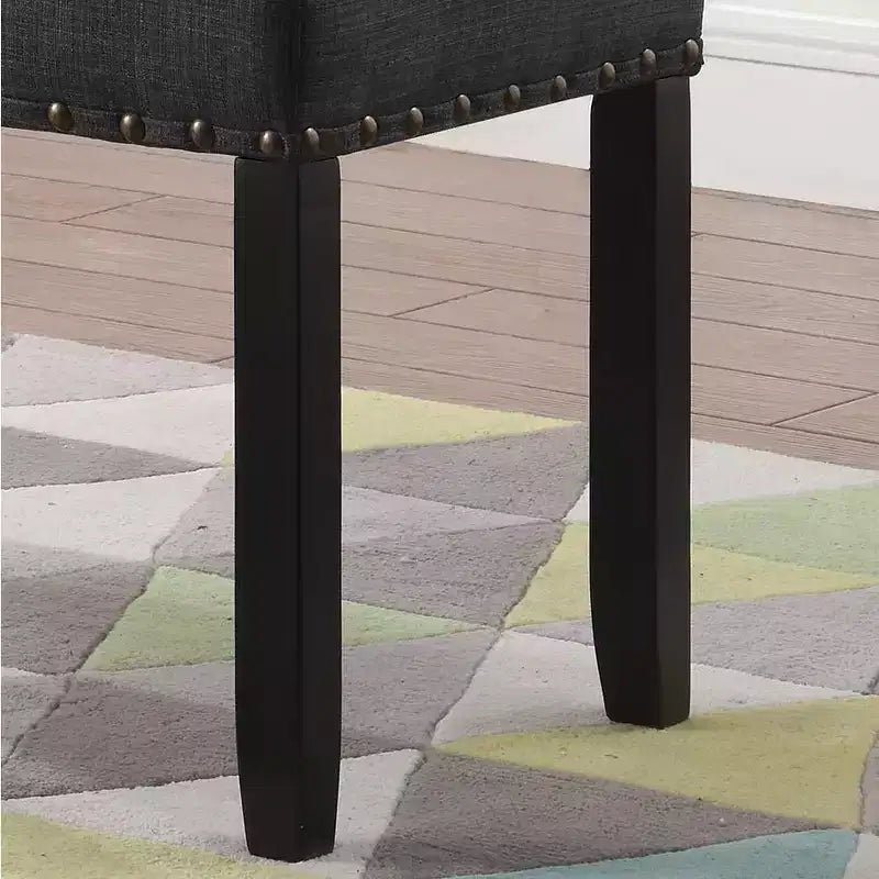 Fabric Dining Bench with Nailhead Trim, Grey