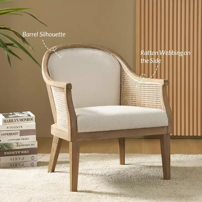 Farmhouse Rattan Solid Wood Armchair