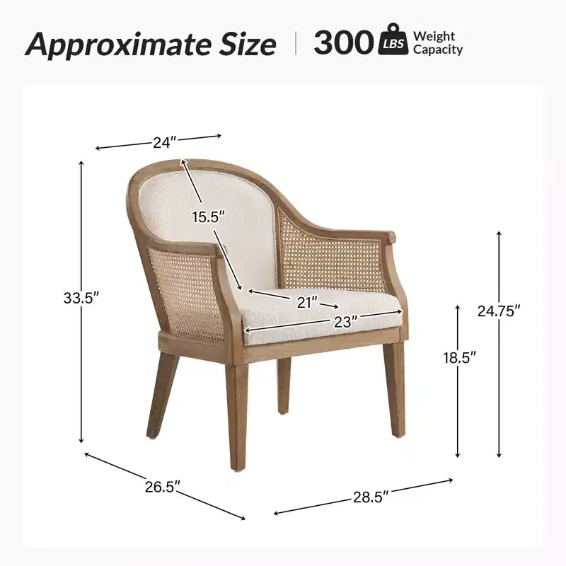 Farmhouse Rattan Solid Wood Armchair