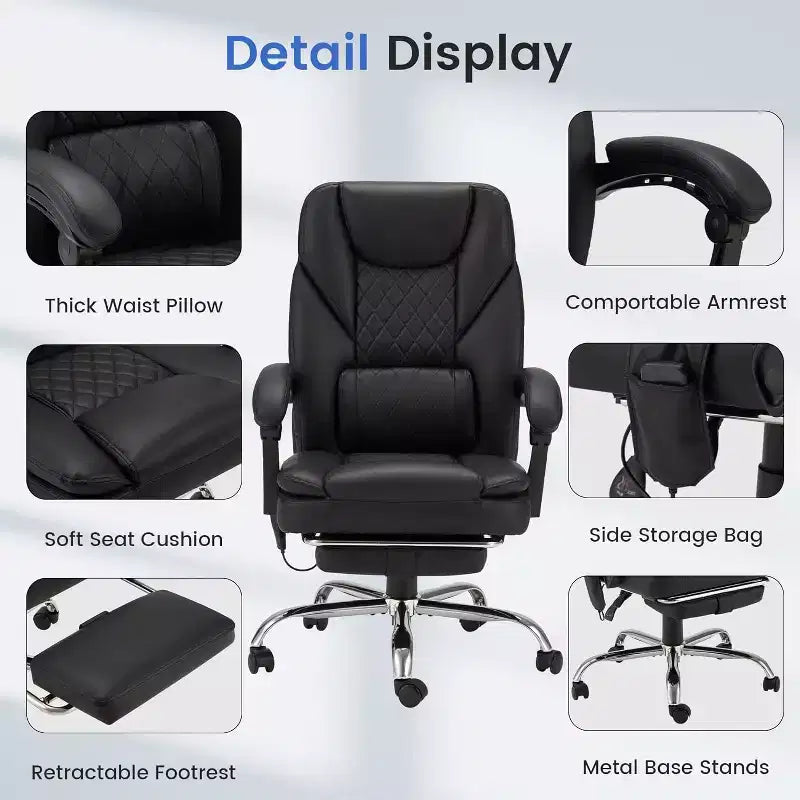 6-Point Massage Office Chair,Black