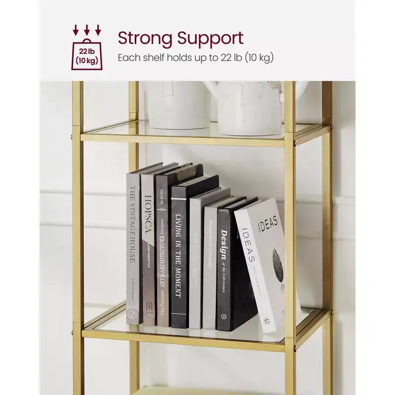5-Tier Shelf, Tempered Glass Shelving Unit, Arched Design