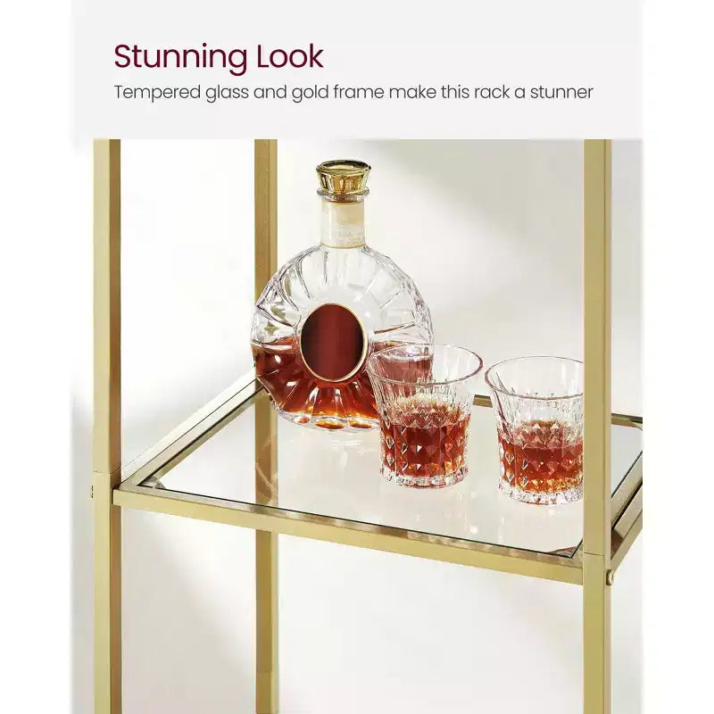 5-Tier Shelf, Tempered Glass Shelving Unit, Arched Design