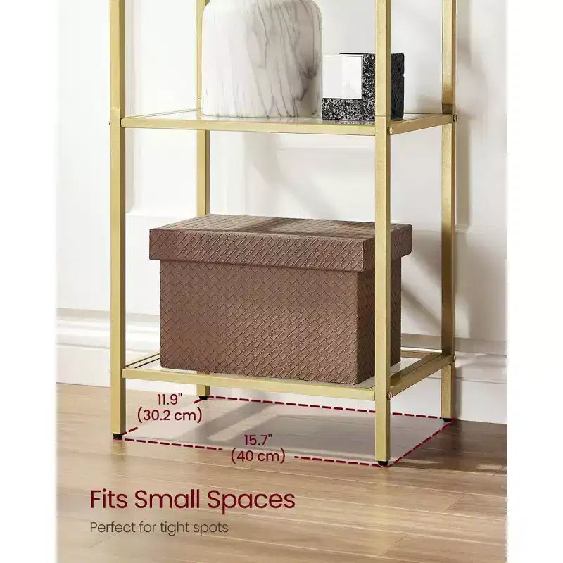 5-Tier Shelf, Tempered Glass Shelving Unit, Arched Design