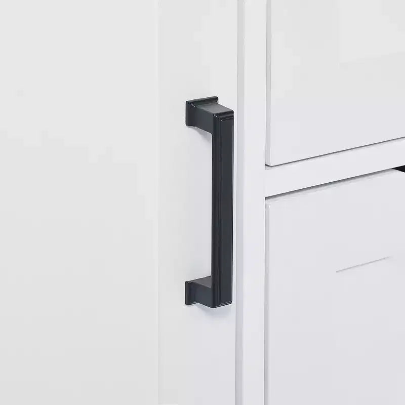 White Bathroom Storage Cabinet, Freestanding Style Cabinet with Multiple Storage Space and Open Shelf