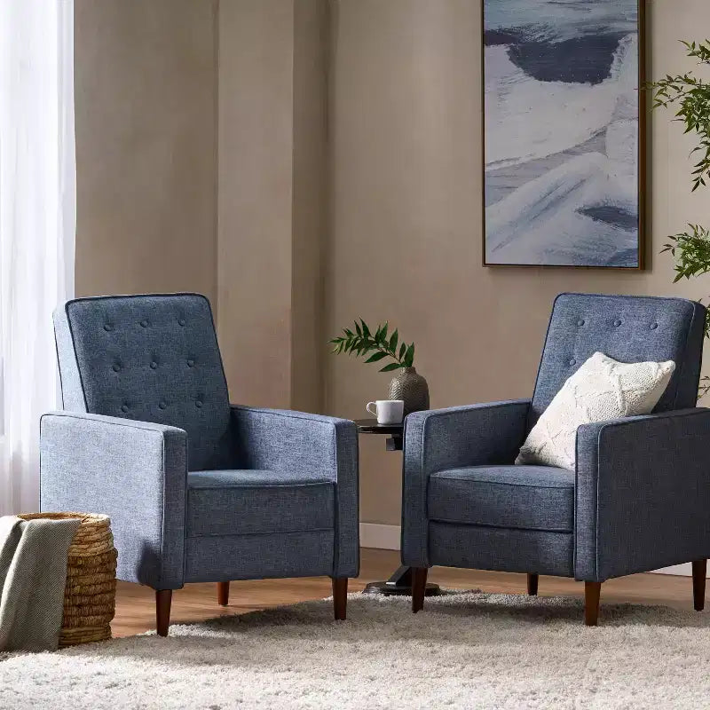 Mid Century Modern Tufted Pushback Recliners (Set of 2)