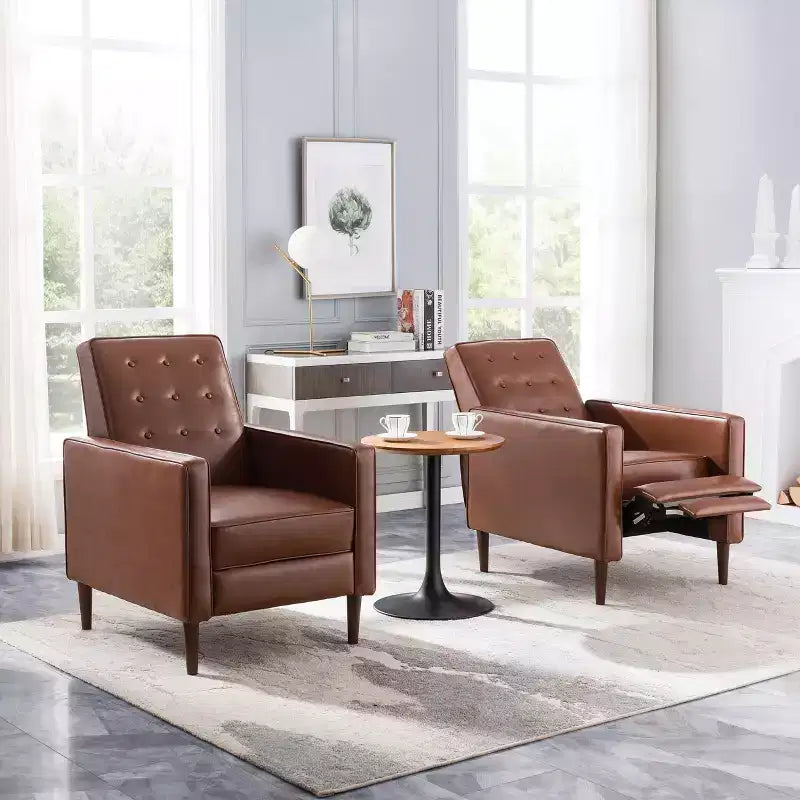 Mid Century Modern Tufted Pushback Recliners (Set of 2)