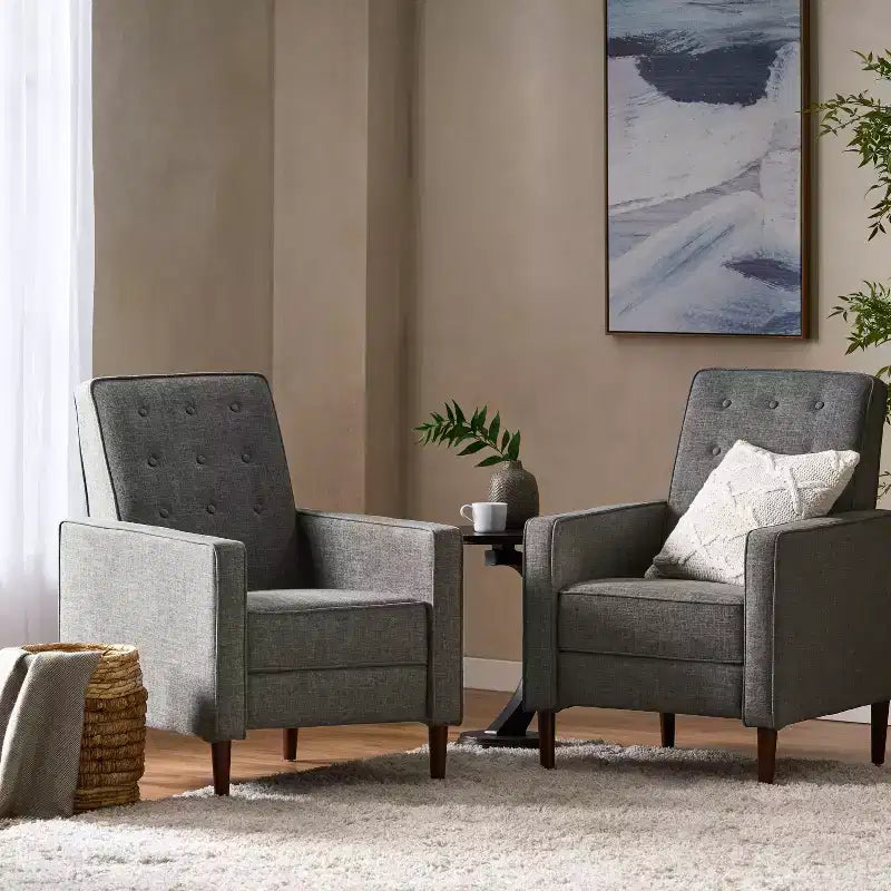 Mid Century Modern Tufted Pushback Recliners (Set of 2)