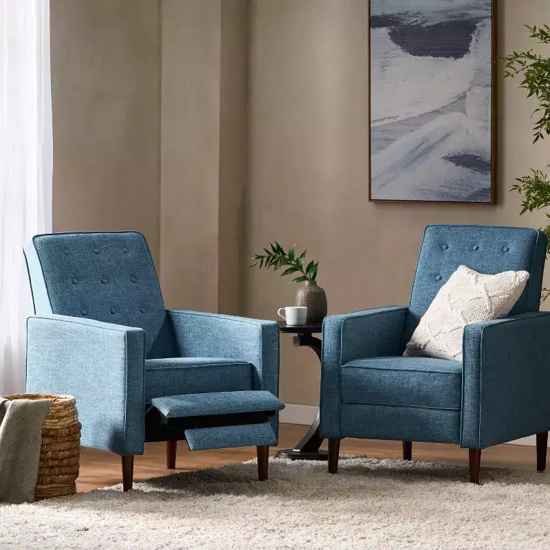 Mid Century Modern Tufted Pushback Recliners (Set of 2)