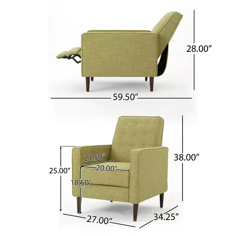 Mid Century Modern Tufted Pushback Recliners (Set of 2)