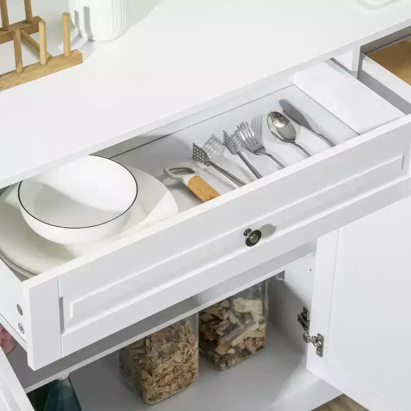 Sideboard Cabinet, Buffet Cabinet with 2 Drawers and Adjustable Shelves, Storage Cabinet for Entryway, Living Room, Kitchen, White