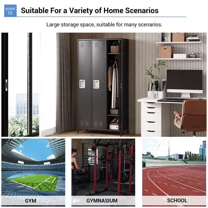 3 Doors Steel Storage, Metal Locker for School Office Gym, 72 Inch Locker Cabinet for Employees,Industrial Storage Locker with 3 Shelves
