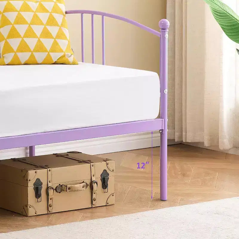Metal Daybed with Trundle, Arched Headboard, Sofa Bed Frame for Living Room and Guest Room, Twin Size