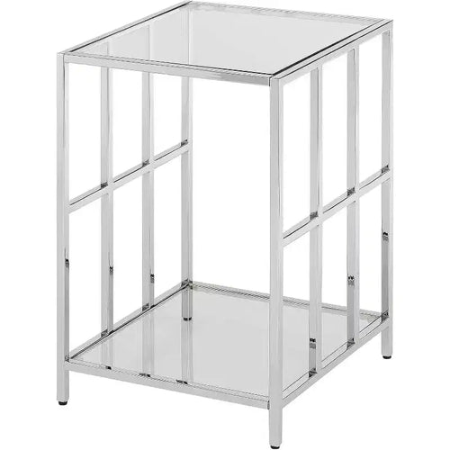24 in.H Silver Color Rectangle Glass Table Top End Table 1 -piece