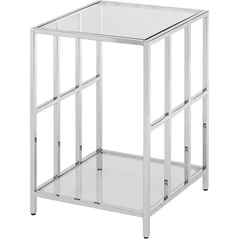 24 in.H Silver Color Rectangle Glass Table Top End Table 1 -piece