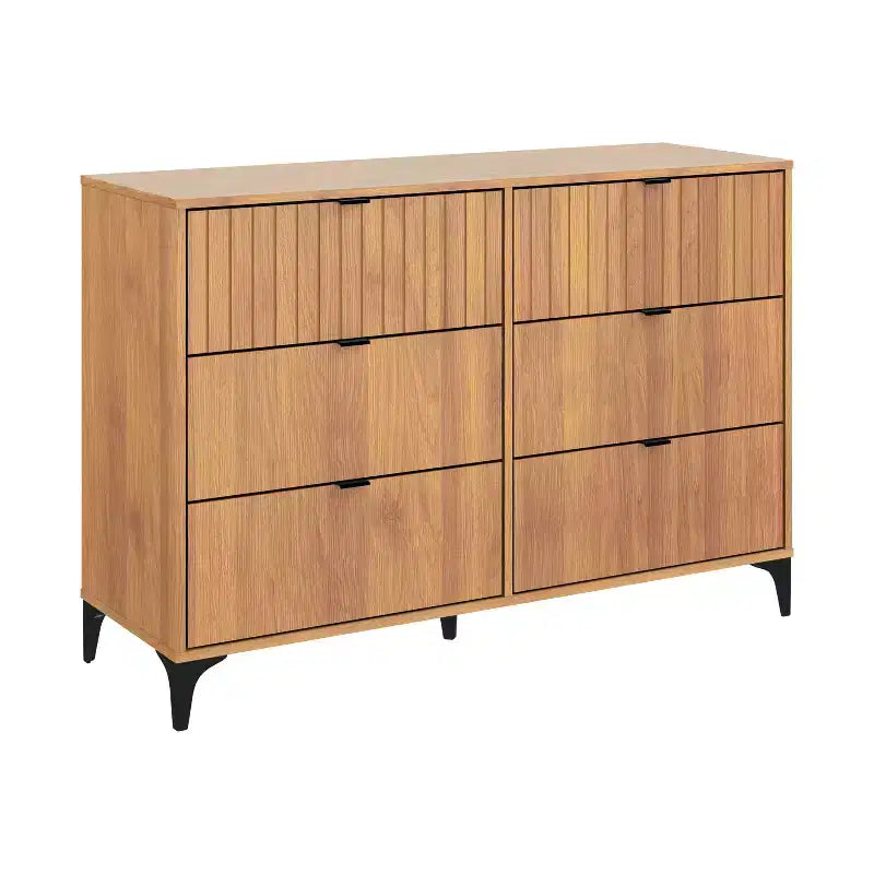 6 Drawer Dresser (Interlock) - Amber Walnut