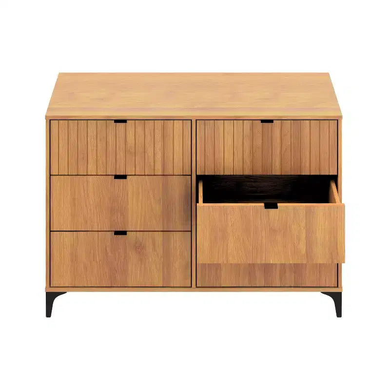 6 Drawer Dresser (Interlock) - Amber Walnut