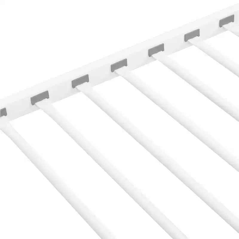 Metal Twin Over Twin Bunk Bed with Guardrail & Ladder, Convertible Heavy Duty Bed for Kids, Teens & Adults, White