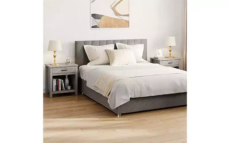 22 width Nightstand with Drawer,Grey Night Stand End Table Living Room with Storage Shelf,Wooden Bedside Table for Bedroom Nursery Office