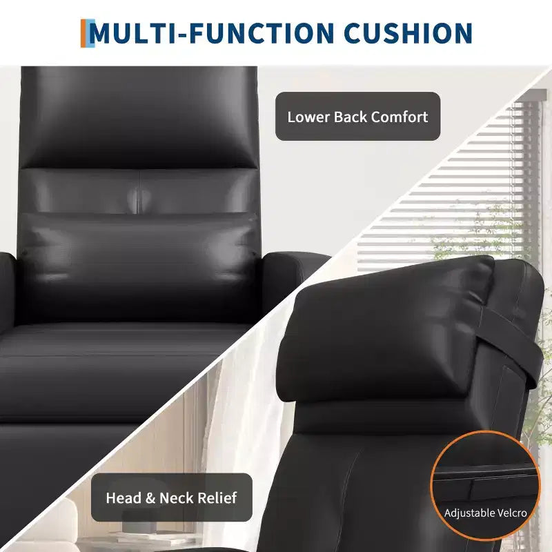Poltrona reclinabile elettrica - riscaldamento e massaggio, poltrona reclinabile ergonomica regolabile in similpelle PU, schienale alto, seduta imbottita, seduta per home theater
