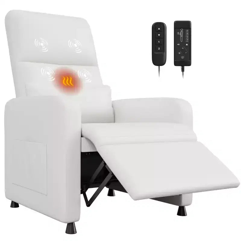 Poltrona reclinabile elettrica - riscaldamento e massaggio, poltrona reclinabile ergonomica regolabile in similpelle PU, schienale alto, seduta imbottita, seduta per home theater