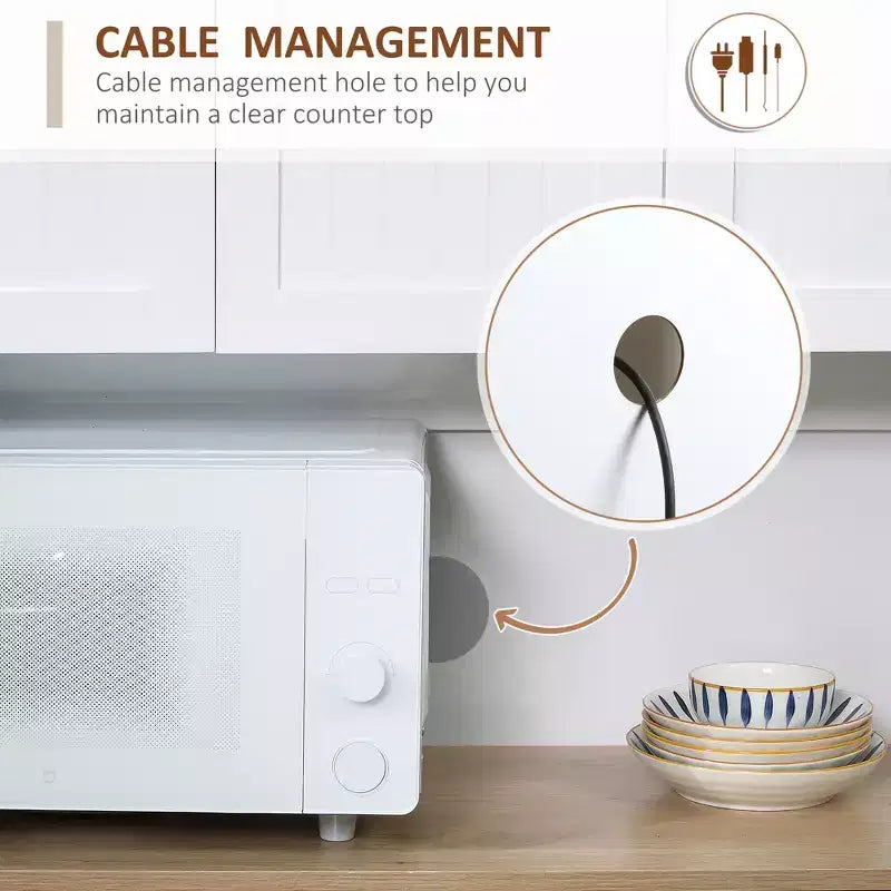 Credenza da 71 con alzata, mobile dispensa da cucina moderno stile rustico con piano per forno a microonde, cassetto e armadietto