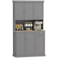 Credenza da 71 con alzata, mobile dispensa da cucina moderno stile rustico con piano per forno a microonde, cassetto e armadietto