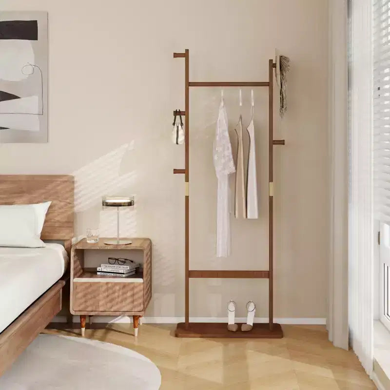 Servomuto in legno per uomo e donna, appendiabiti con cassetto, appendiabiti, organizer con vassoio, barra portacravatte, ripiano per scarpe, per camera da letto, ufficio e ingresso