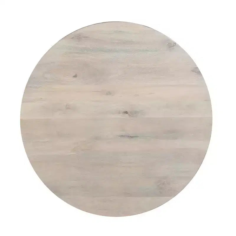 37 Inch Round Coffee Table, Handcrafted Drum Shape with Storage, Washed White Mango Wood