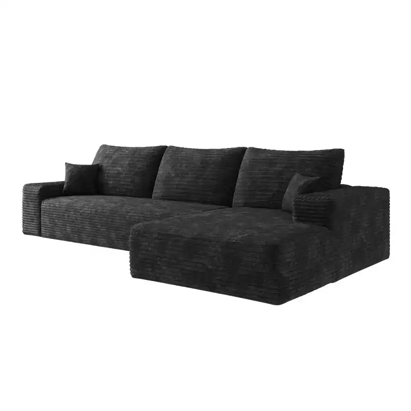 L-Shape Sofa , Corduroy, Deep Seat, No Assembly, for Living Room/Bedroom