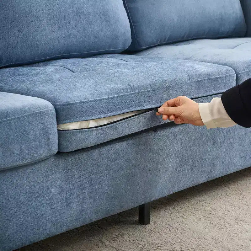 89Divano moderno e confortevole con poggiatesta rimovibili, quattro tasche laterali, rivestimento in ciniglia, per soggiorno, camera da letto, appartamento o ufficio