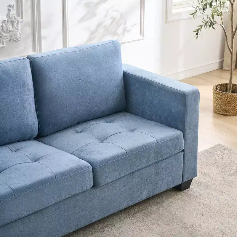 89Divano moderno e confortevole con poggiatesta rimovibili, quattro tasche laterali, rivestimento in ciniglia, per soggiorno, camera da letto, appartamento o ufficio