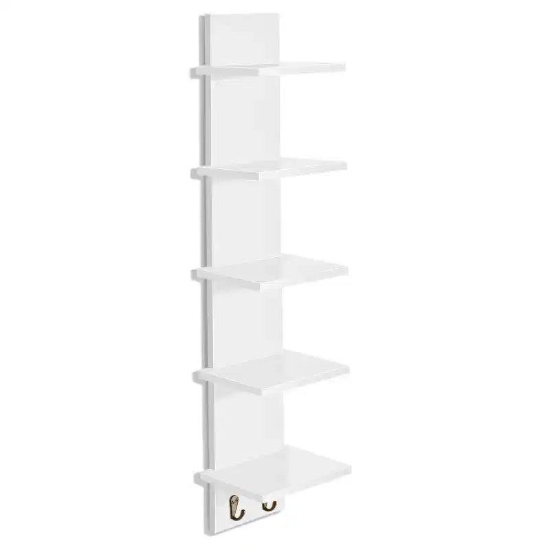 Scaffale a parete sospeso a 5 livelli con ganci - Decorazione e organizer contenitore per la casa