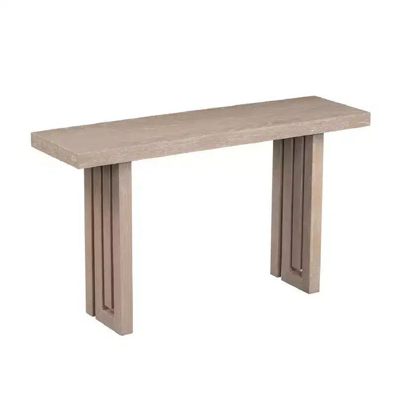Modern Entryway Oak Veneer Console Table with Sculpted Sides, with Spacious Top for Living Room