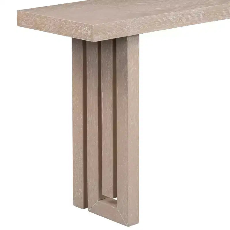 Modern Entryway Oak Veneer Console Table with Sculpted Sides, with Spacious Top for Living Room