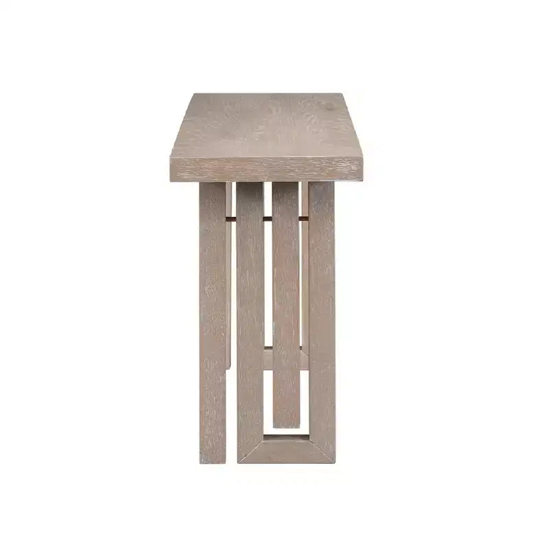 Modern Entryway Oak Veneer Console Table with Sculpted Sides, with Spacious Top for Living Room