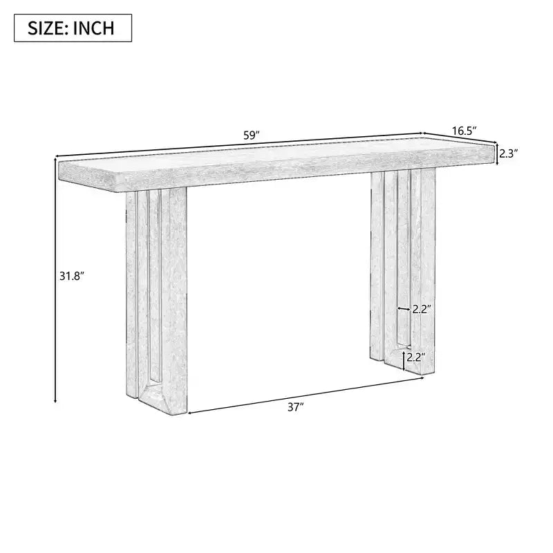 Modern Entryway Oak Veneer Console Table with Sculpted Sides, with Spacious Top for Living Room