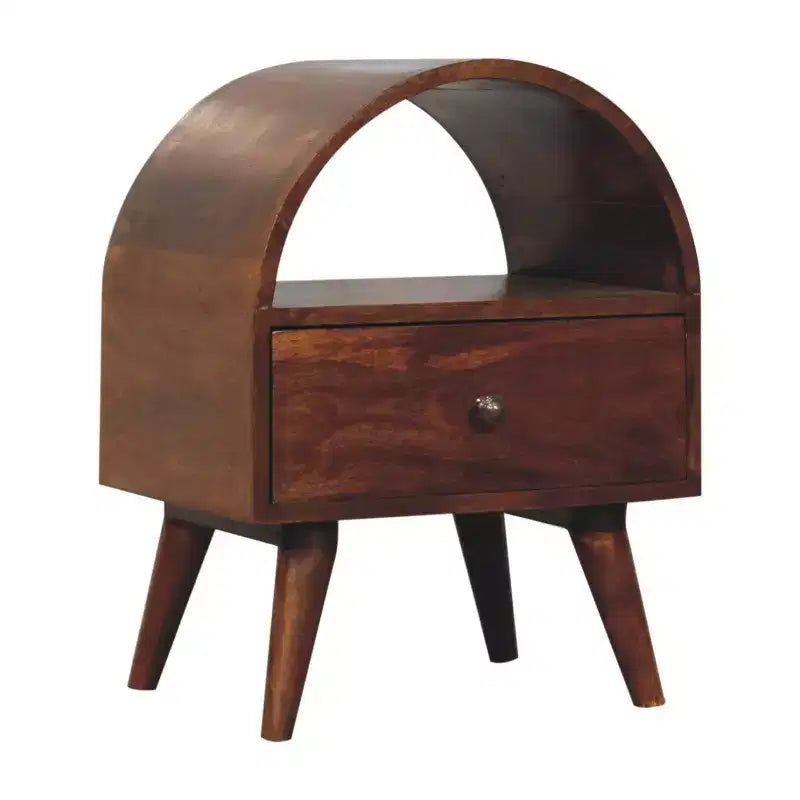 24 Chestnut Solid Wood Oval Top One Drawer Nightstand