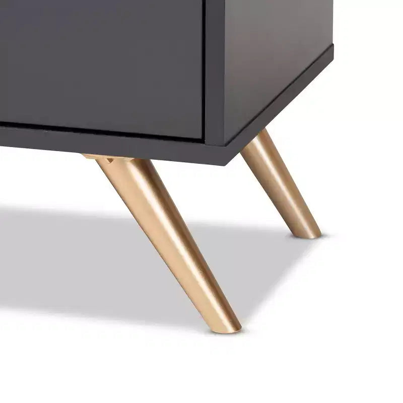 3 Door Cabinet Dark Gray/Gold : Entryway Organizer waith 4 Shelves
