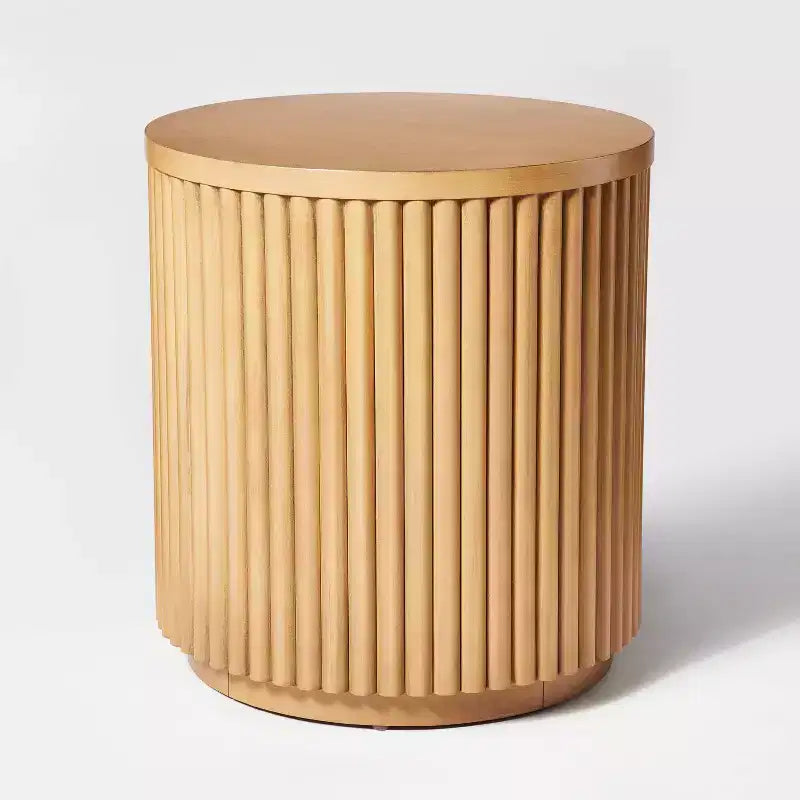 Natural wood-tone side table (no assembly required)