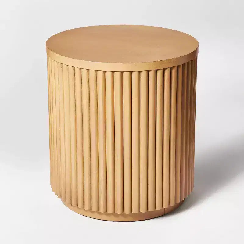 Natural wood-tone side table (no assembly required)