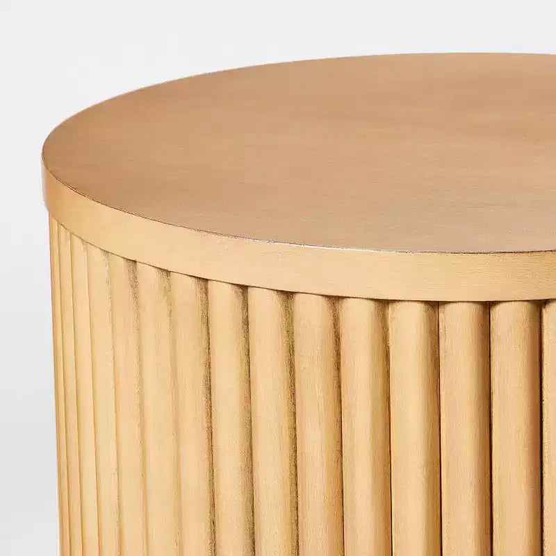 Natural wood-tone side table (no assembly required)