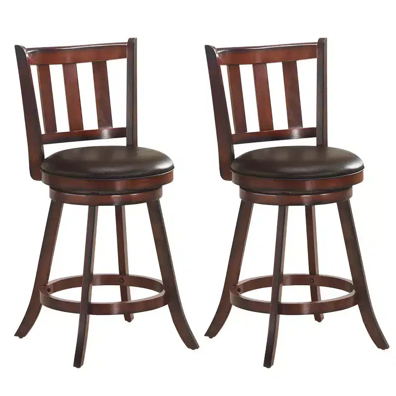 2 Sgabello da bar girevole da 25' con seduta imbottita in pelle, sedia alta con schienale per sala da pranzo, cucina, pub e bistrot