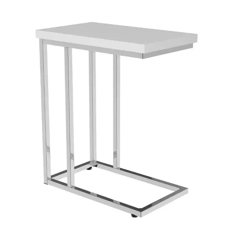 Tavolino laterale a forma di C per divano - tavolino moderno, piano per laptop o comodino compatto - mobile salvaspazio (bianco)