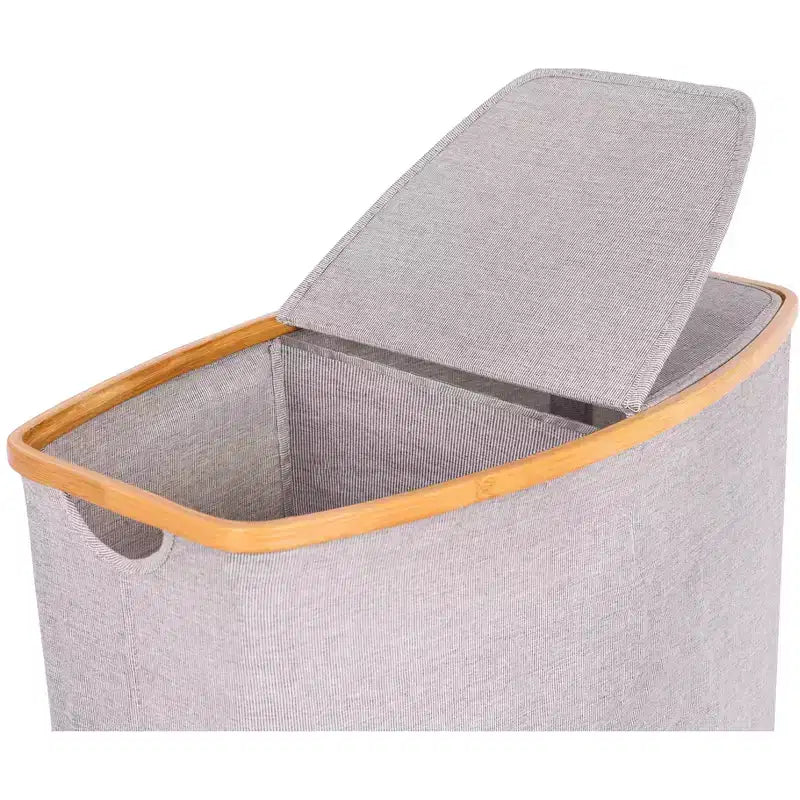 Divided Bamboo & Canvas Hamper - Grey