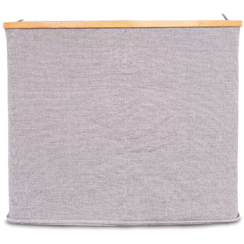 Divided Bamboo & Canvas Hamper - Grey