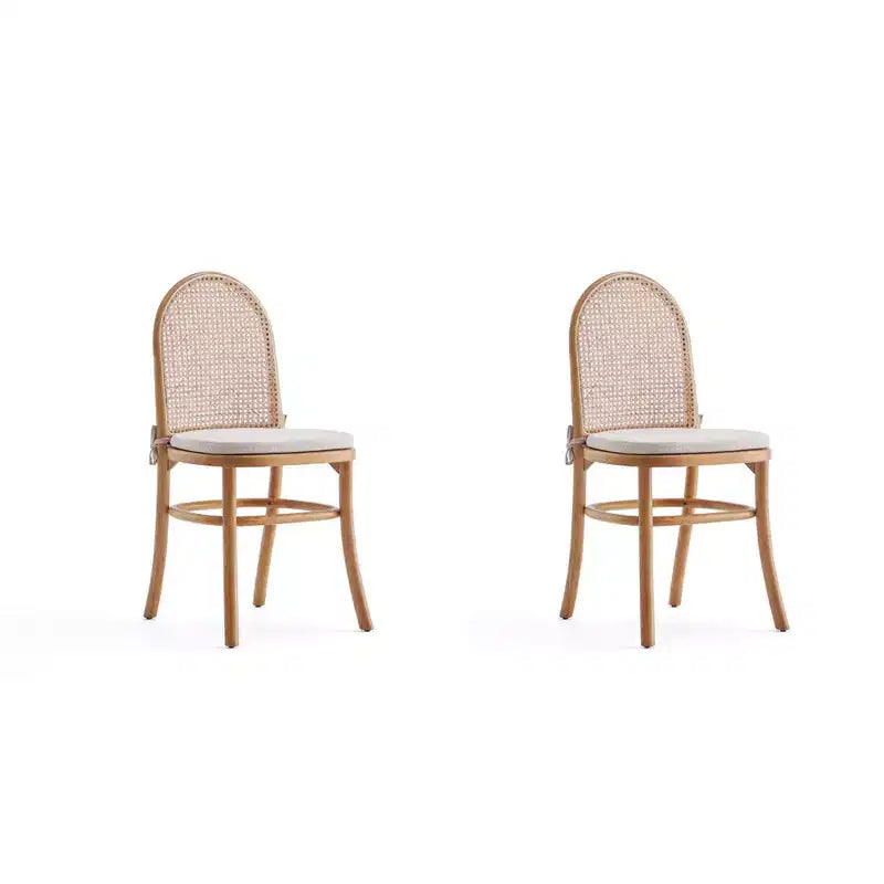 Set of 2 Dining Chairs with Gray Cushions