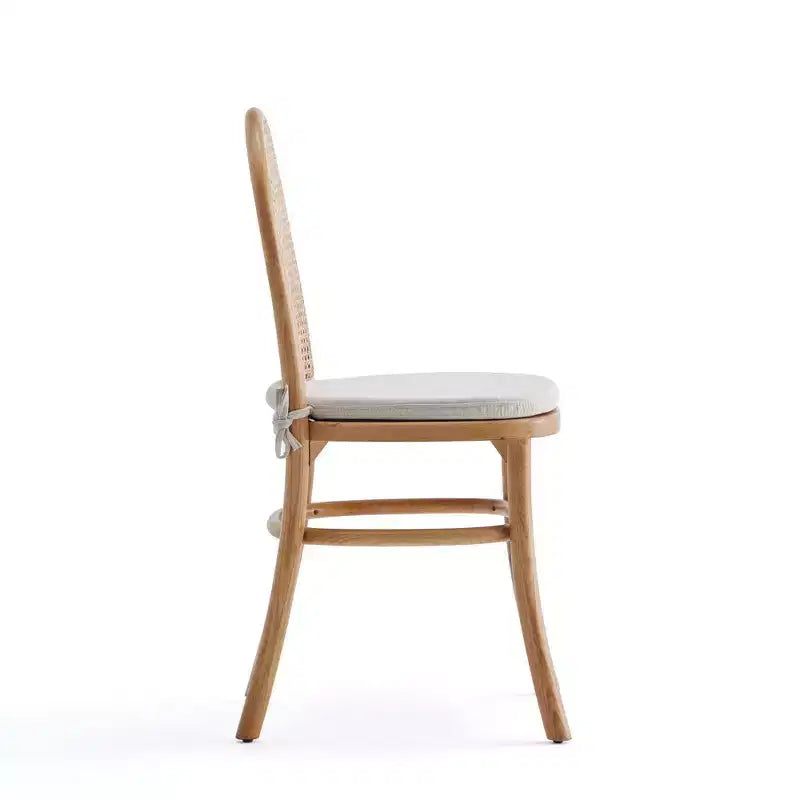 Set of 2 Dining Chairs with Gray Cushions